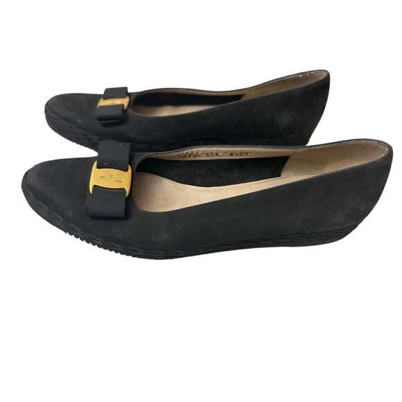 Salvatore Ferragamo Black Suede Gold Logo Espadrilles  Size: 9.5 - Picture 2 of 8